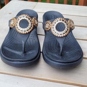 Crocs flip flops sandals black size 10